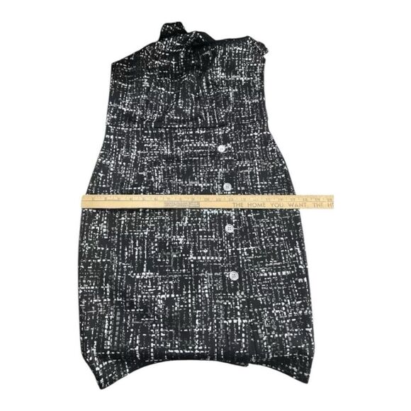 Stella & Julie Sheath Dress Size 4 Grey Silver Printed Sleeveless Stretch Button - Picture 4 of 12